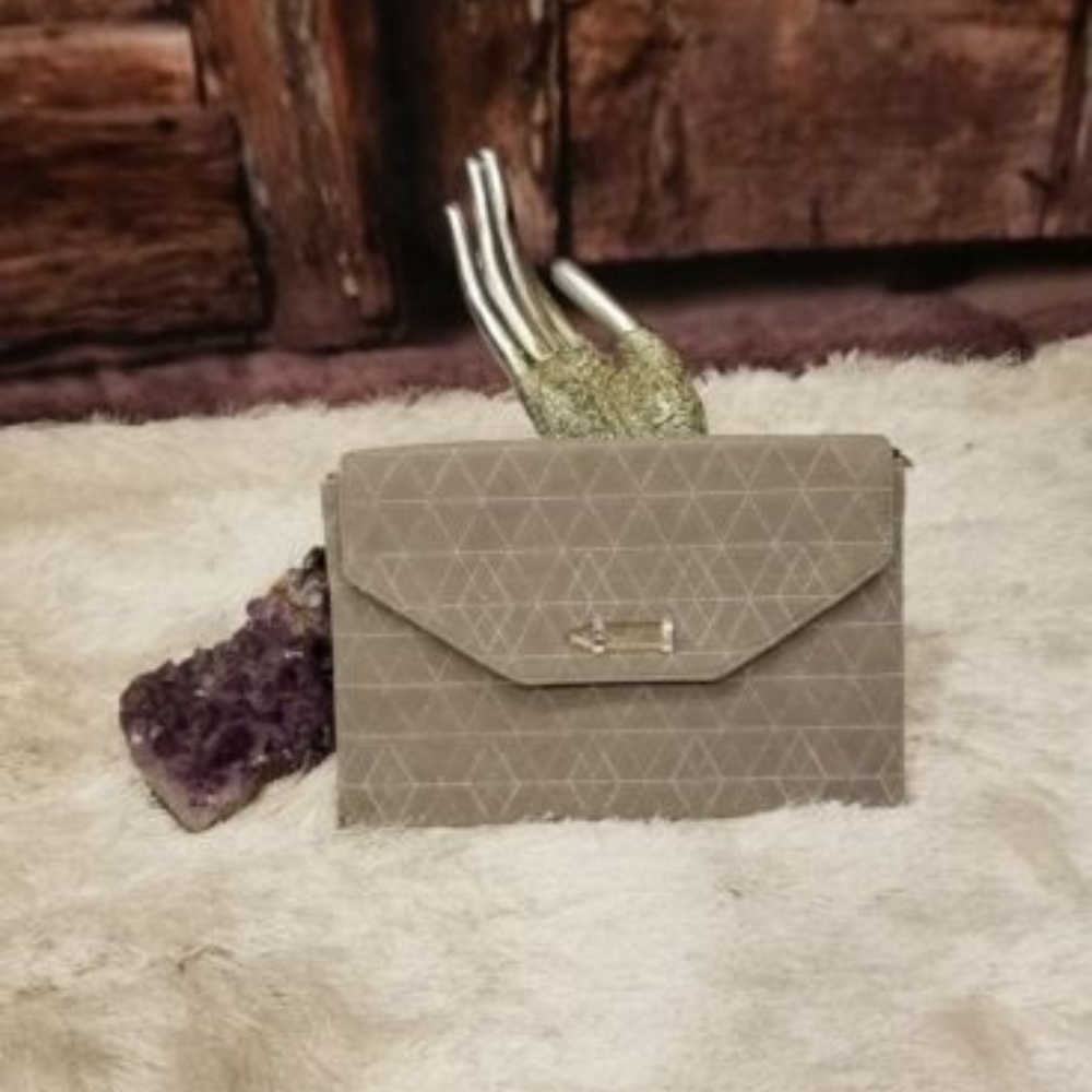 Stella & Dot City Slim Clutch Slate Grey NWOT